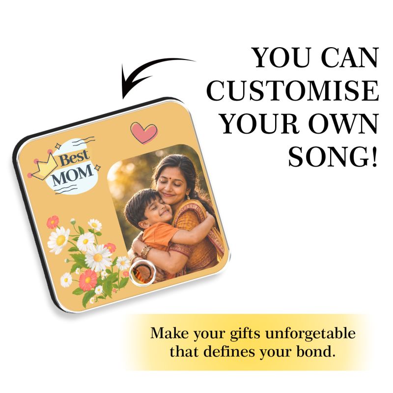 Personalized Best Mom Musical Fridge Magnet with Rechargeable Speaker & Photo